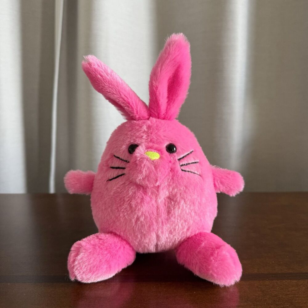Dan Dee Round Bunny Rabbit Plush Hot Pink Easter Stuffed Animal Basket Stuffer